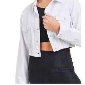 Mono B Crop White Denim Jacket KJ11743